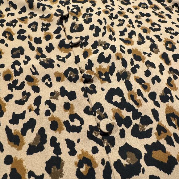 J Crew Womens Top Ruffle Neck Button Top Leopard V Neck Long Sleeve Small EC - Picture 6 of 7